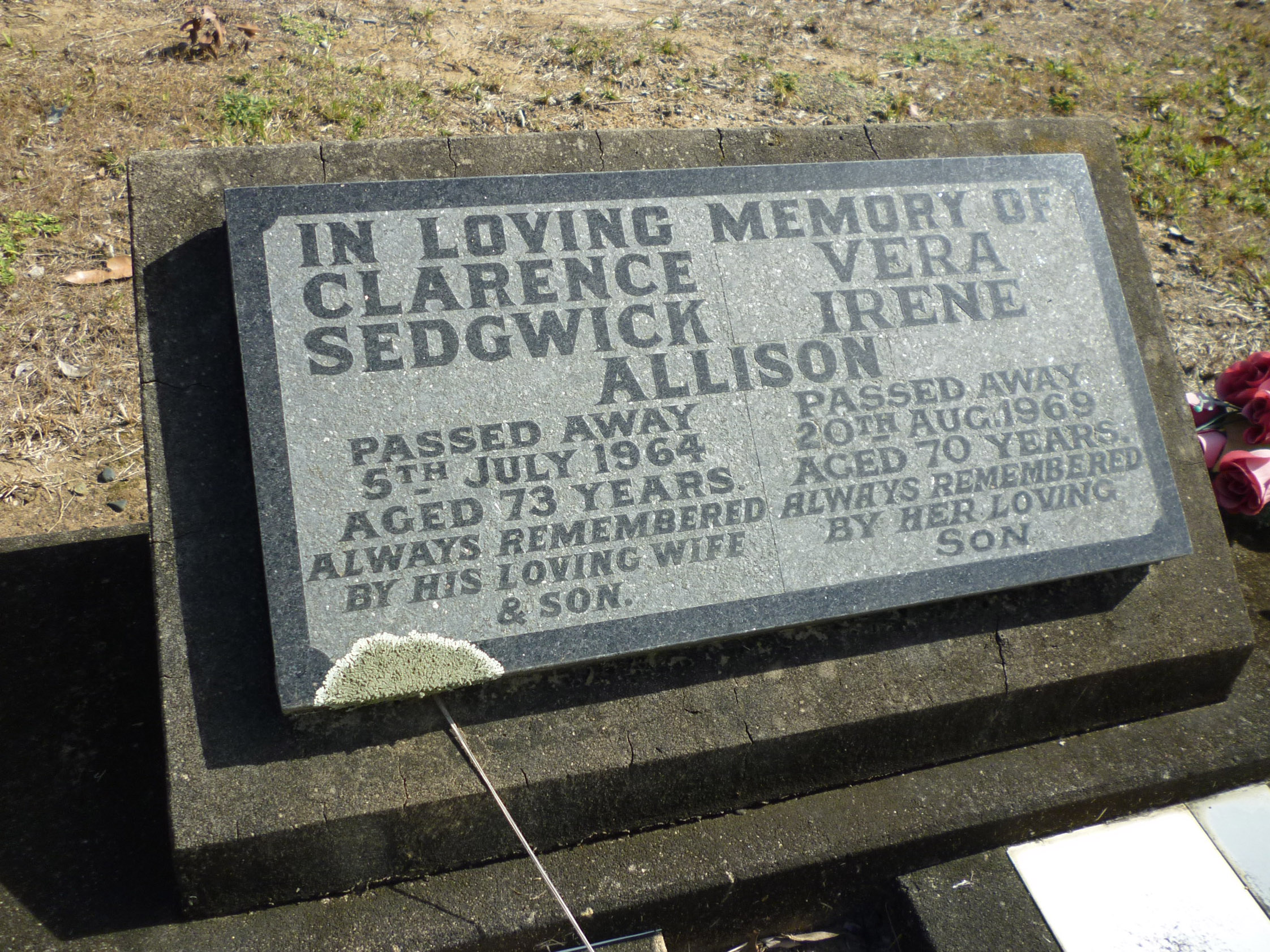 Photo of headstones/Vera Irene McLennan died 1969 MI Coutts Crossing, NSW